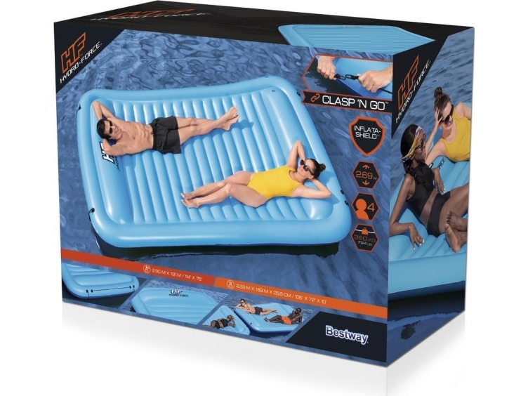 Bestway 43542, Blå, Badmadrass, Monokromatiskt, Man / Kvinna, 360 kg, 4 personer | Utomhusleksaker - Glasögon & Dykmaske - Badluftsmadrasser | GameStuff