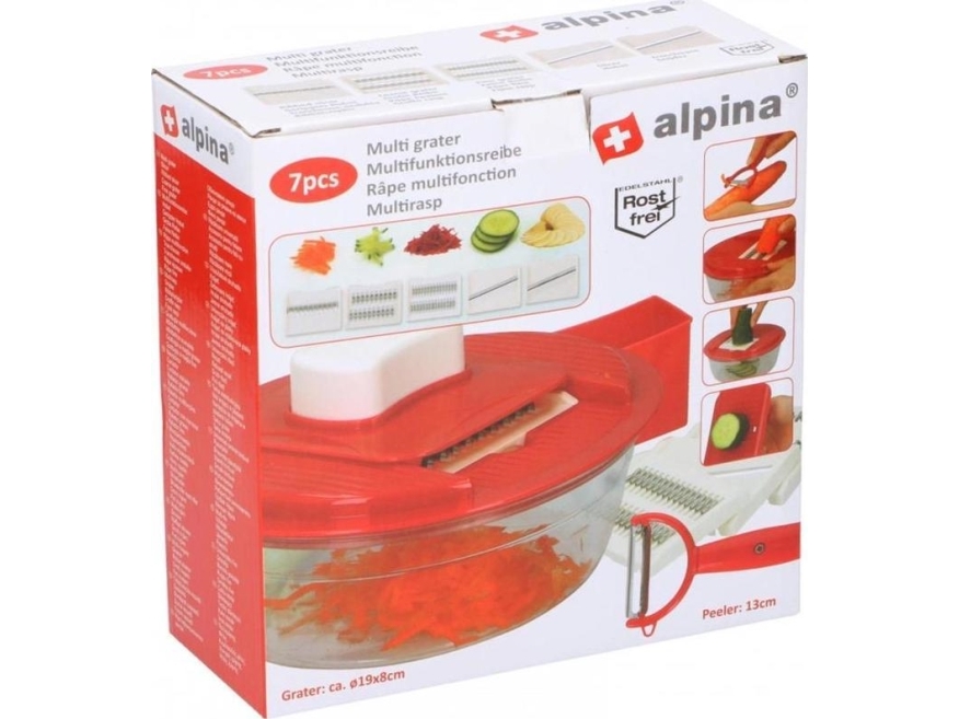 Alpina - Multifunktionellt rivjärn med behållare + skalare | Köksutrustning - Köksredskap - Rivjärn | GameStuff