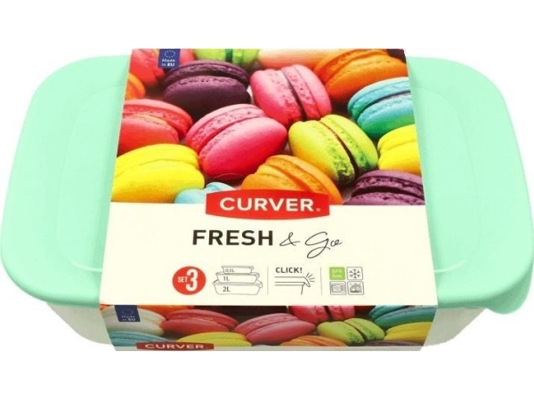 Curver Fresh&Go Opbevaringsbeholdere Sæt 3 Stk 0,5/1/2 L Mix Mint/Grå/Orange-Lilla