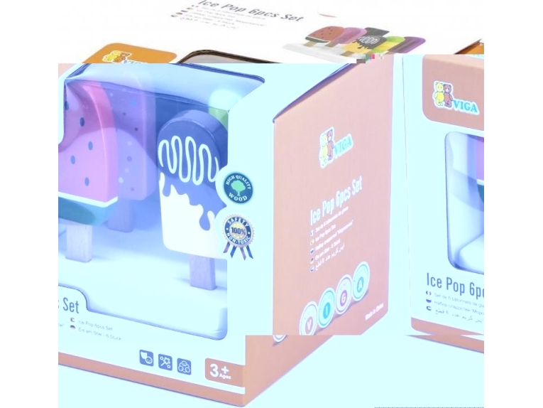 Viga Toys træ-is-sæt på pind med stativer 6 stk.