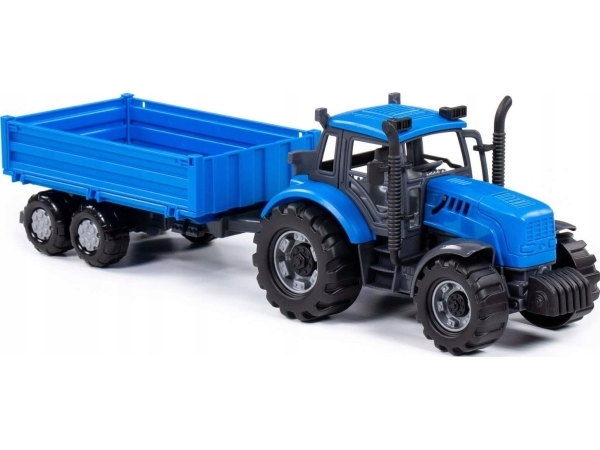 Polesie Polesie 91253 "Progress" Inerti-Traktor Med Side-By-Side-Anhænger Blå I Æske