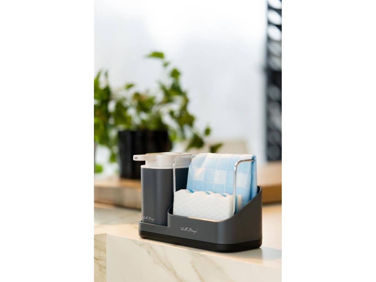 Vialli Design köksorganisatör med dispenser till vätska Livio Duo grå 8319 | N - A | GameStuff