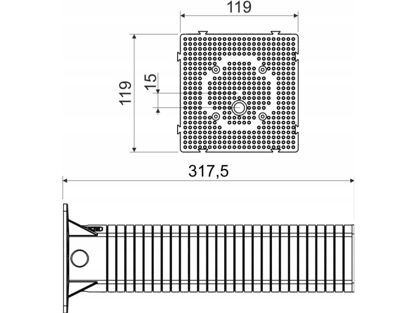 KOPOS MDZ 300_KB Asennuslevy (L x B) 119 mm x 119 mm