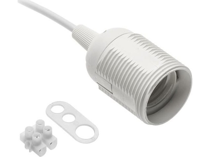 GTV E27 fatning med ledning og klemrække 60 W 2x0,75 mm BIALA GZ-E27000-00
