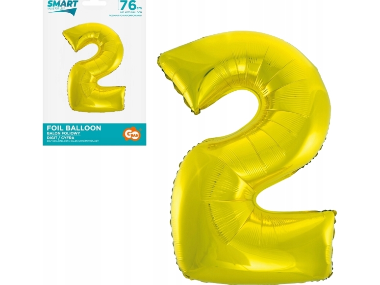 Godan Folienballon Nummer 2 Gold Smart 76Cm