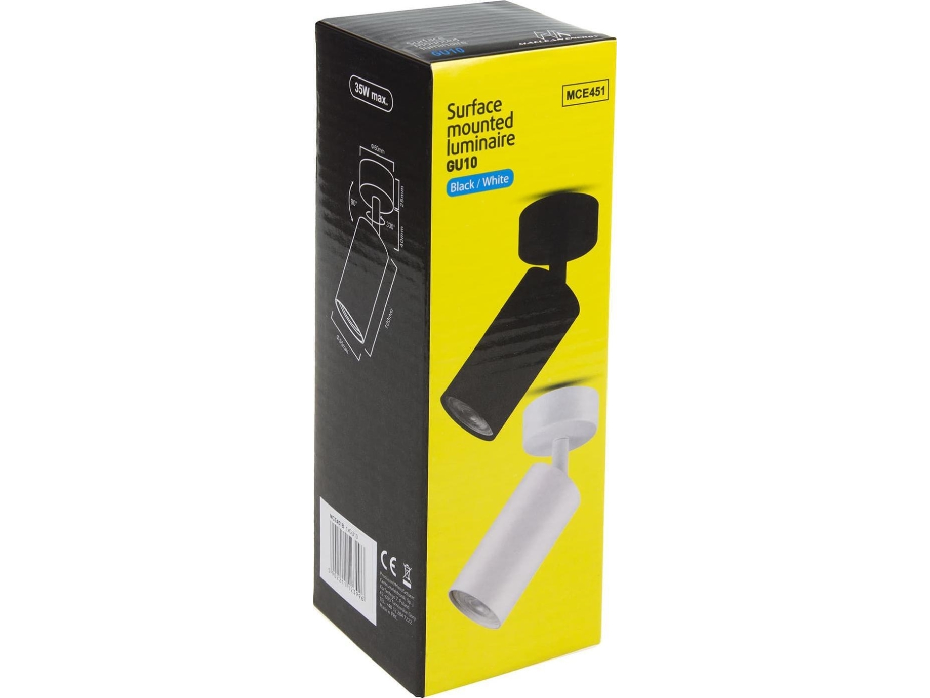 Sieninis šviestuvas „Maclean SPOT GU10 MCE451 B“ sieninis ir lubinis šviestuvas