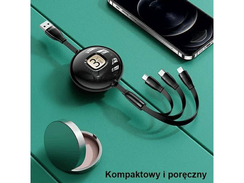 Usams Kabelis U69 3In1 1M Juodos Spalvos (Lightning/Microusb/Usb-C) Sj508usb01 (Us-Sj508)