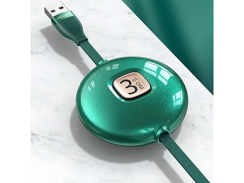 Usams Kabelis U69 3In1 1M Mėlynos Spalvos (Lightning/Microusb/Usb-C) Sj508usb02 (Us-Sj508)