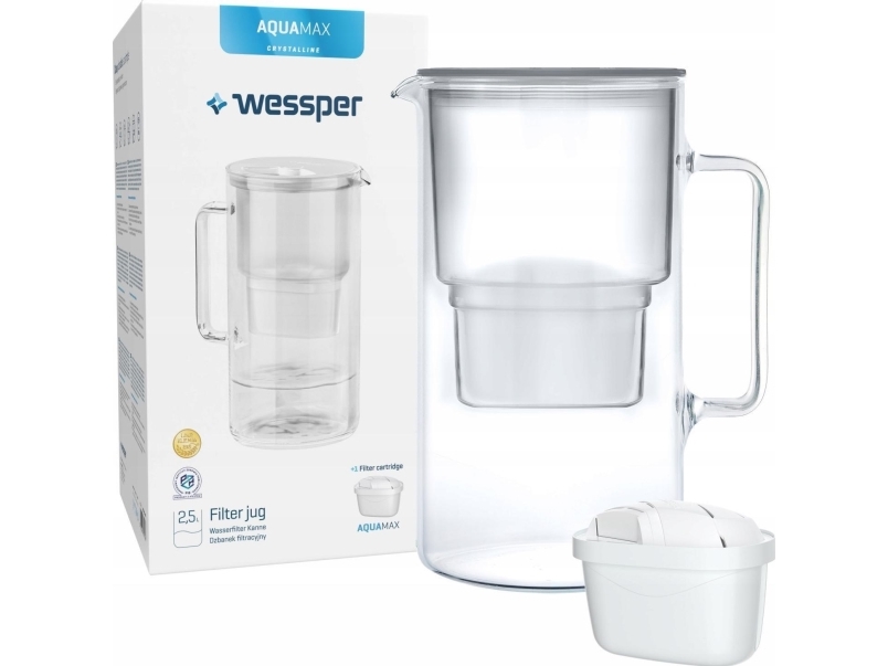 Wessper Aquamax Crystaline Grau Filterkanne + 1 Kartusche