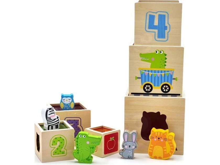 Viga Toys VIGA puinen pyramidi palapelin palikkalohkojen lajittelija