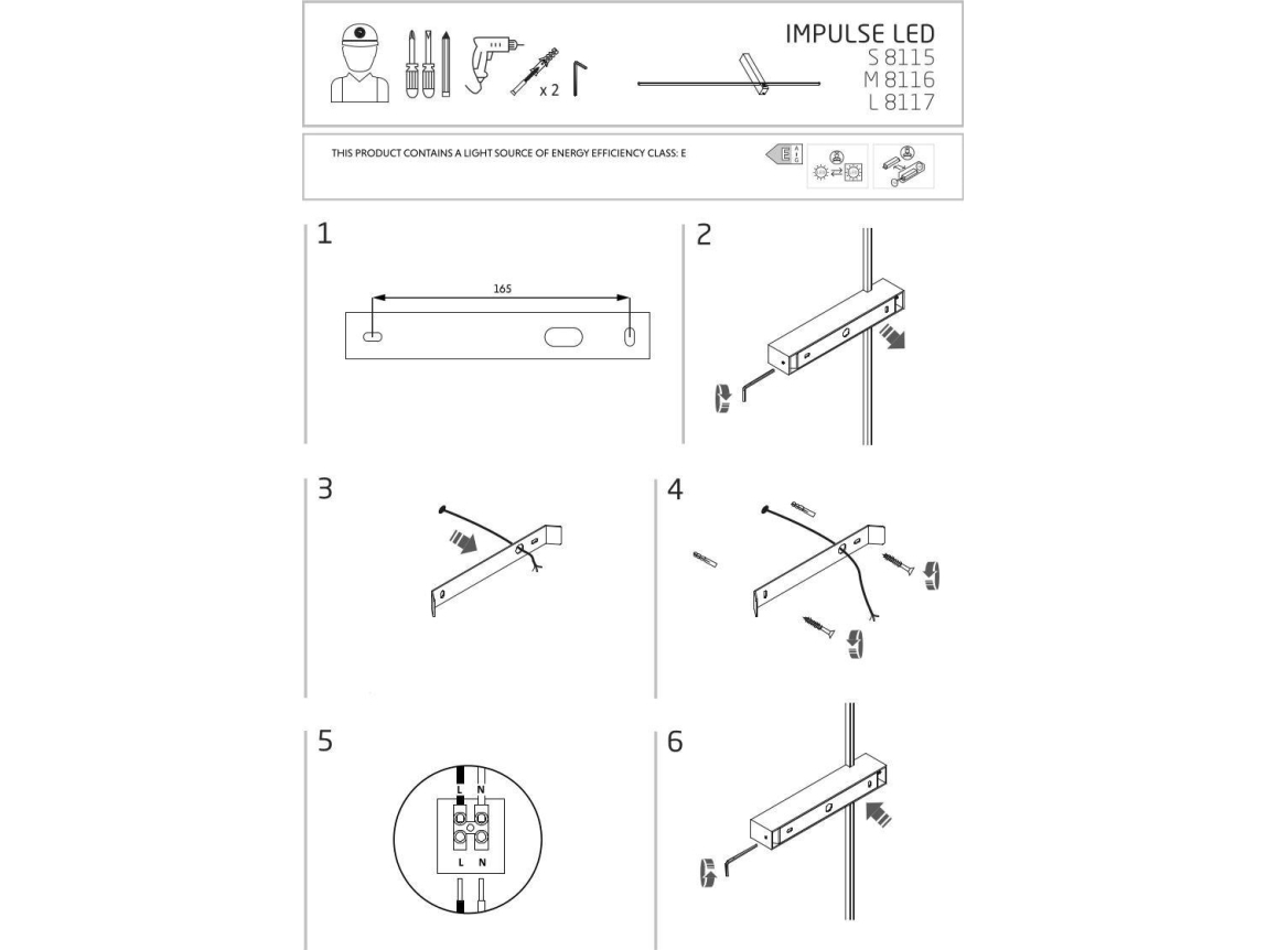 Væglampe Nowodvorski Impulse 8115 væglampe 1x5W LED sort