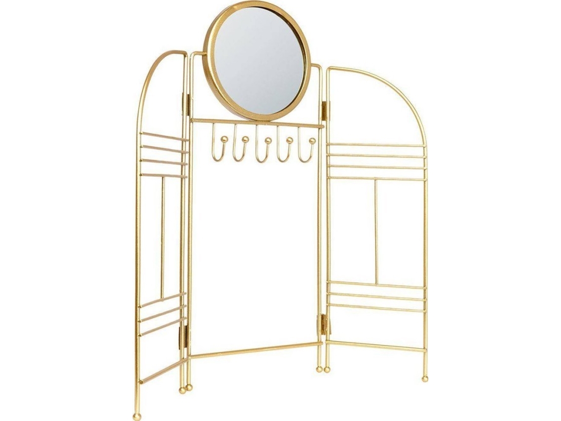 Eleganza smyckesställ med spegel metall vikbart guld | Smink - Sminktillbehör - Sminkspeglar | GameStuff