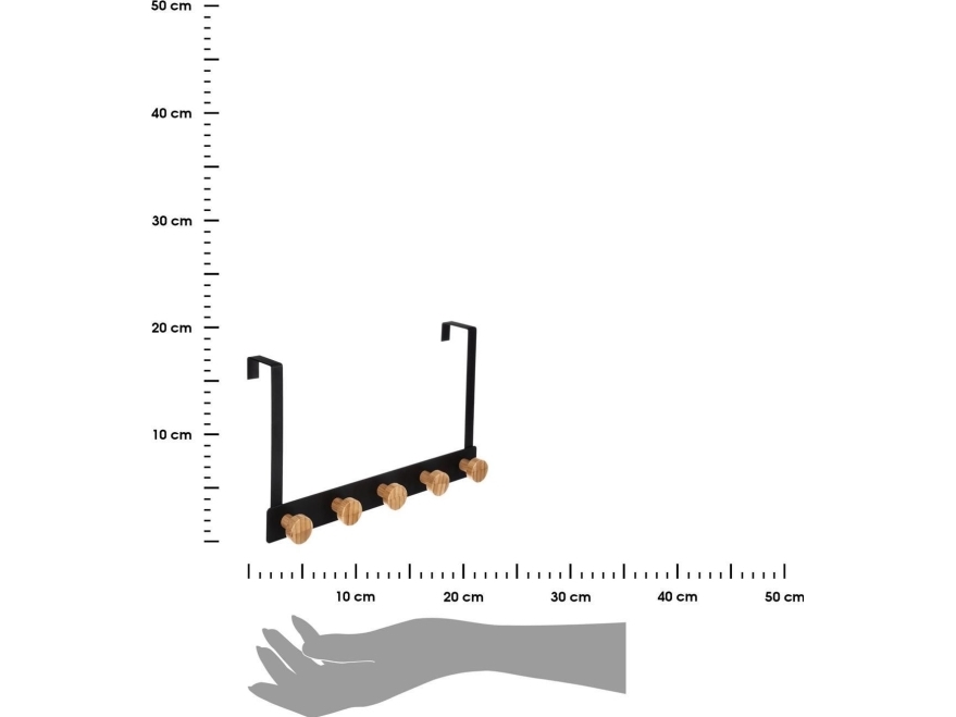 5five Oveen kiinnitettävä ripustin 5 koukkua Musta Loft