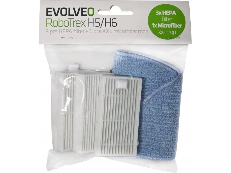 Evolveo Robotrex H5, H6, Priedai (3 Vnt Hepa Filtras + 1 Vnt Xxl Mikropluošto Šluostė)
