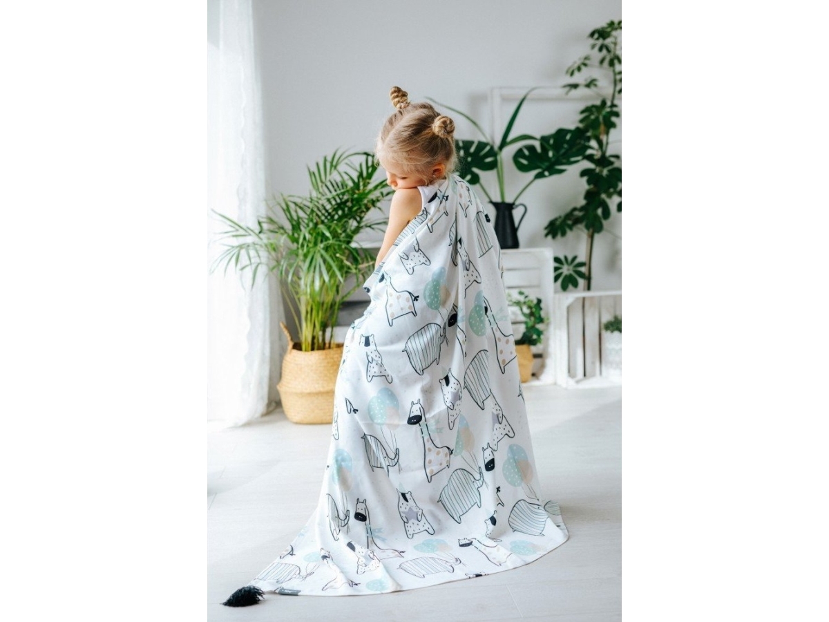 PULP BAMBOO bomullsbunt med pompoms - Giraffer | Baby & barn - Sömntid - Mattor & mattor | GameStuff