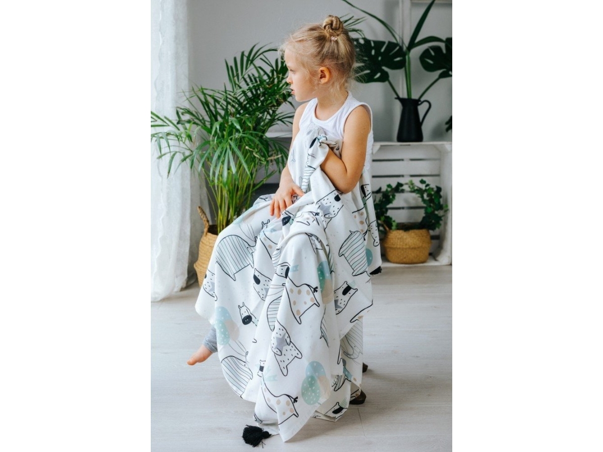 PULP BAMBOO bomullsbunt med pompoms - Giraffer | Baby & barn - Textil och kläder | GameStuff