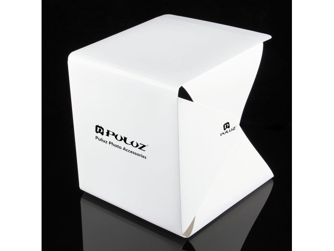 Puluz skyggeløst telt 22x23x24cm + 2x led-lys + 2x baggrunde