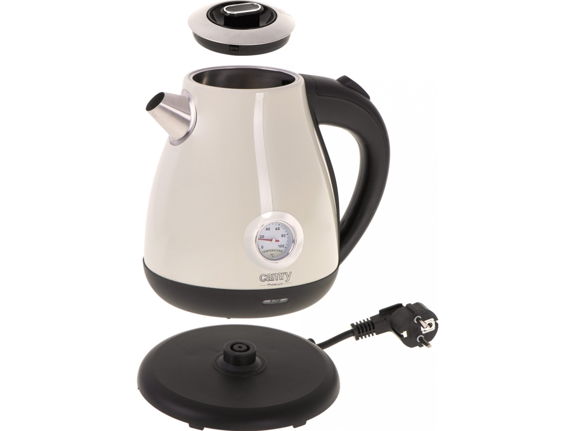 Camry Kettle with a thermometer CR 1344 Electric 2200 W 1.7 L Stainless steel 360° rotational base Cream | Köksapparater - Juice, is och vatten - Vattenkokare | GameStuff