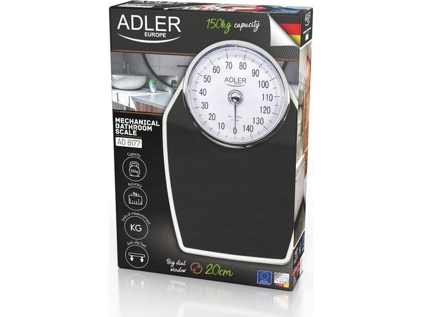 Köksvåg Adleris Mekanisk badrumsvåg AD 8177 Maximal viktkapacitet 150 kg Noggrannhet 1000 g Svart | Köksutrustning - Bakartiklar - Köksvågar | GameStuff
