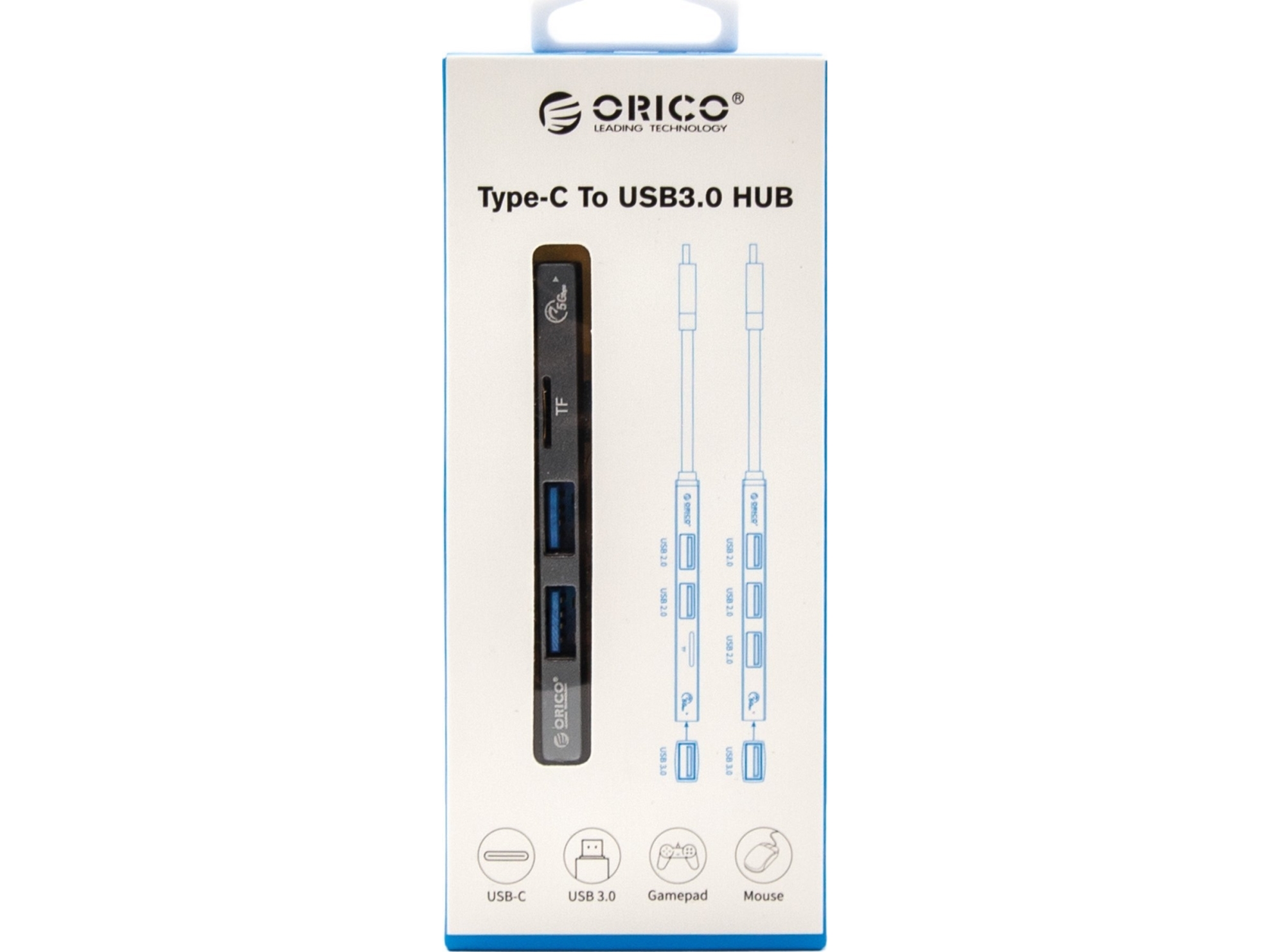 Orico Hub Usb-A 3X Usb-A (2X2.0 1X3.1) Tf 5 Gbps Ah-A12f-Gy-Bp