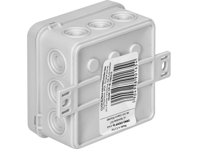 ORNO dosan N/T CLICK IP54 12-polig 75x75x41 mm grå | Lauritz Knudsen - LK OPUS® 66 - Dosor | GameStuff
