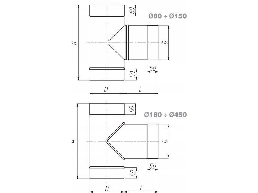 SpiroFlex 130 T-stykke 90 rustfrit stål