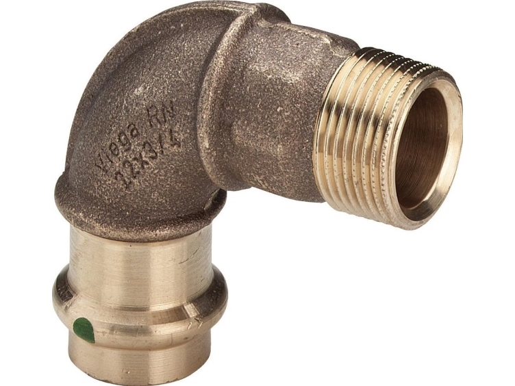 VIEGA Sanpress bøjning ¾x18mm 90 grader,af rødgods, SC-Contur SC-Contur med muffe/nippel