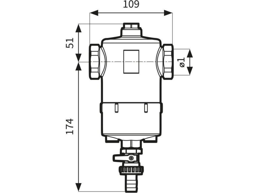 Afriso Avskiljare av föroreningar FAR 212, med magnet och dräneringsventil, anslutningar Rp1, flöde max 2.5 m3/hA | VVS Artiklar - Uppvärmning - Tillbehör | GameStuff