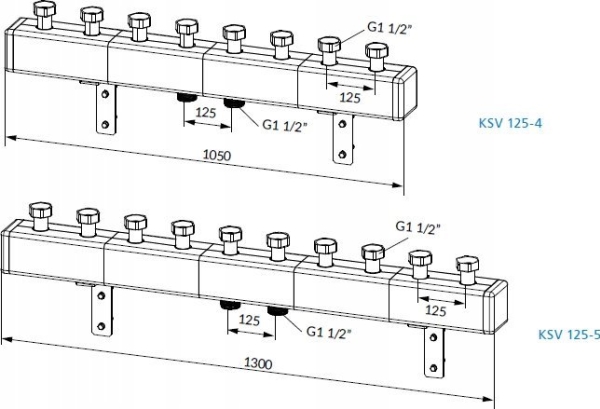 Afriso fordelerrør KSV 125-4 70 kW til 4 pumpesløjfer (S)