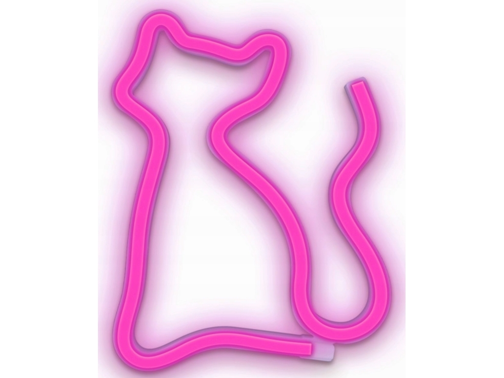 Sieninis šviestuvas Neon LED Light Katė rožinė Bat + USB FLNE04 Forever Light