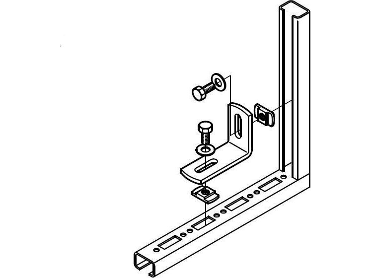 WALRAVEN Vinkel för profilskena WM 1, 15, 2L=75x50 mm B=30 mm hål=8,5x30, 5 mmEtt rostfritt stål förzinkat, 90 grader | Rörhållare | GameStuff