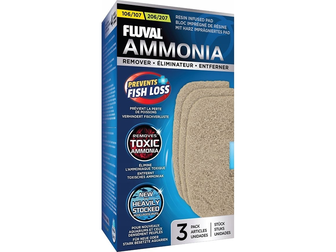 Fluval Filtermedie Til Reduktion Af Ammoniak/Nitrogenforbindelser Ammonia Remover 107/207 (3 Stk.)