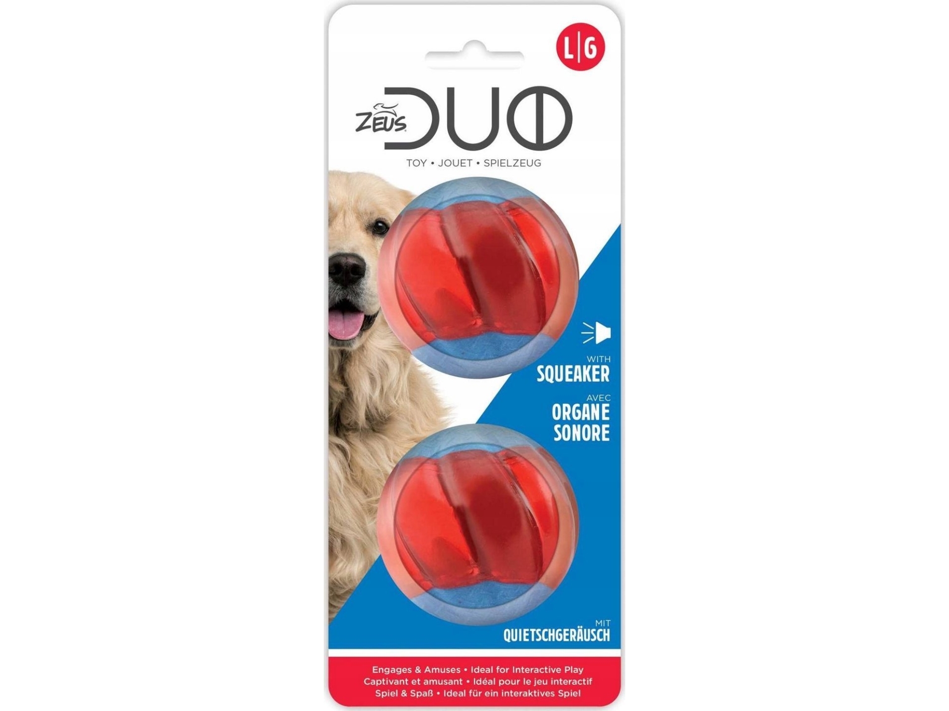 Zeus Duo Ball Med Lyd/Knirken 6,3 Cm 2 Stk/Pop