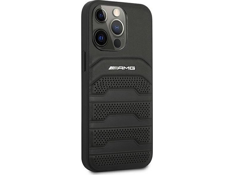 Mercedes Benz Apple Iphone 14 Pro Mercedes Amg Odinis Dėklas Debossed Lines (Amhcp14lgsebk) Juodos Spalvos