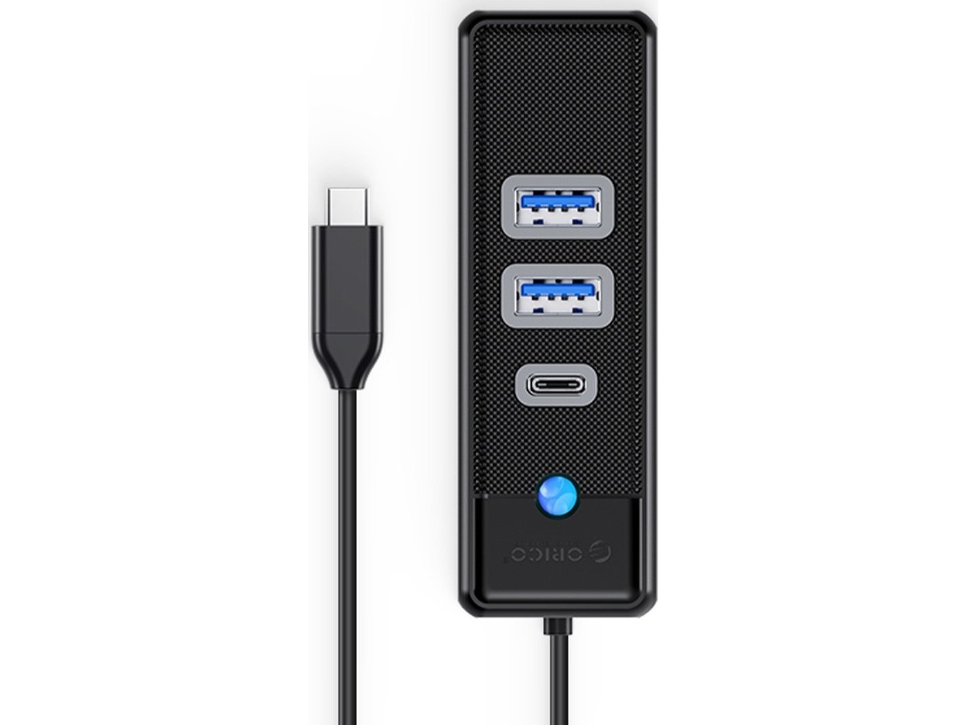 Adapter Hub Usb-C Til 2X Usb 3.0 + Usb-C Orico, 5 Gbps, 0,15 M (Sort)