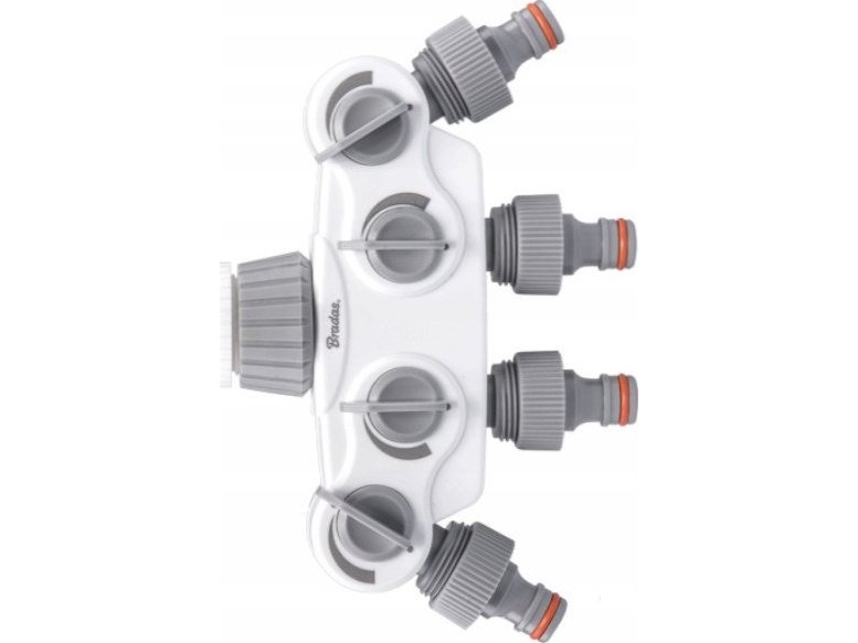 Bradas - 4-vejs manifold med ventil 1 i reduktion 3/4 i vandmanifold tilslutning