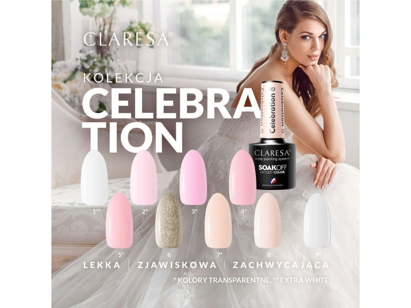 CLARESA_Soak Off UV/LED Celebration hybrid varnish 08 5g