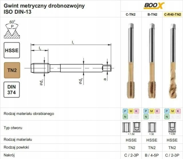 Fanar Tapping M12x1 Din-374C R40 (6H) Hsse Tin 800X