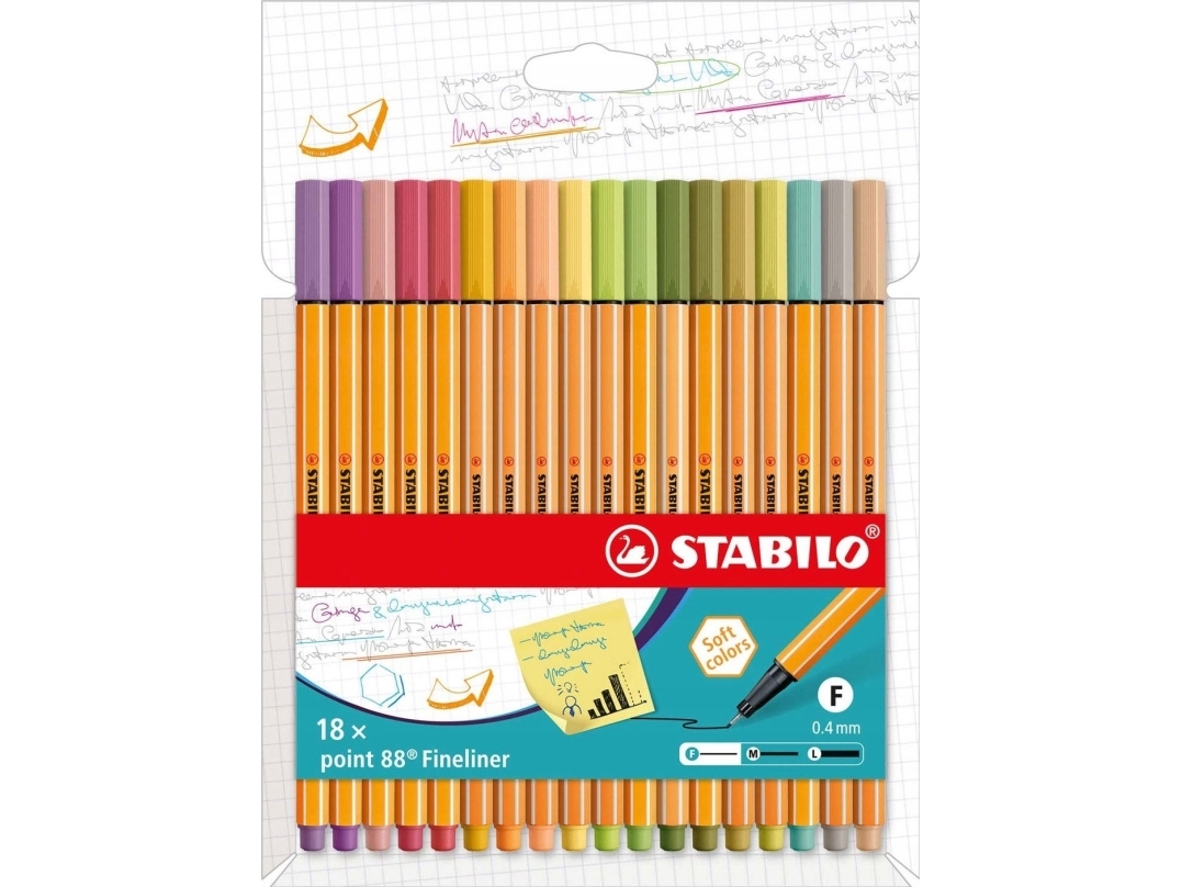 Stabilo Tyndere Penne Stabilo Point 88 18 Farver