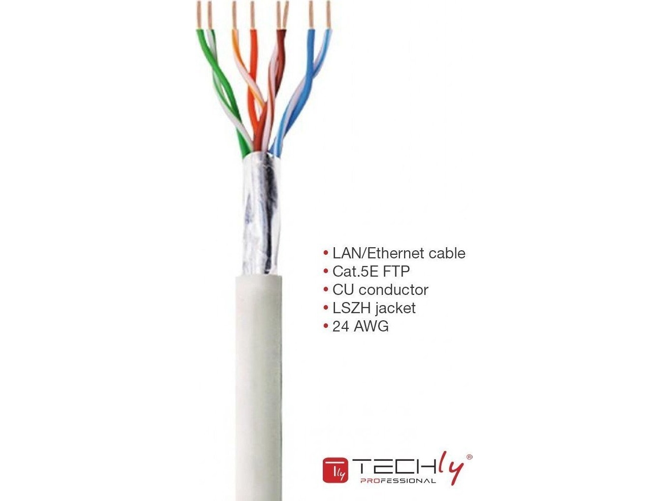 Techly Itp-C5f-305-Ris, 305 M, Cat5e, F/Utp (Ftp), Grå
