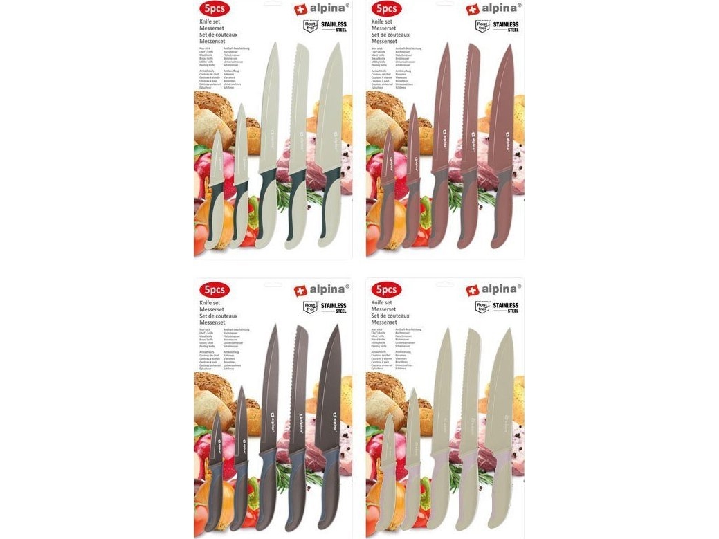 Alpina - sæt knive i rustfrit stål (grøn)