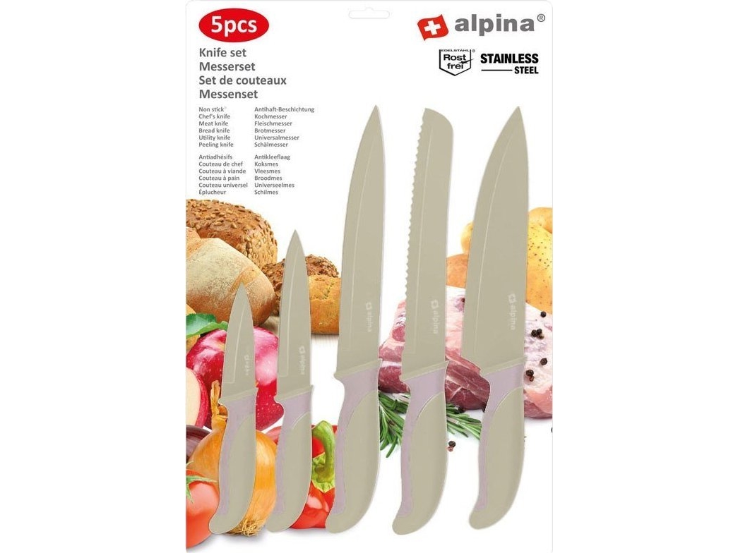 Alpina sæt knive i rustfrit stål (beige)