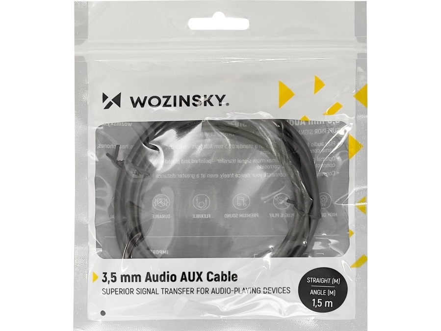 Kabel Wozinsky Wozinsky Kabel Aux Kątowy Męski-Męski Mini Jack 3M