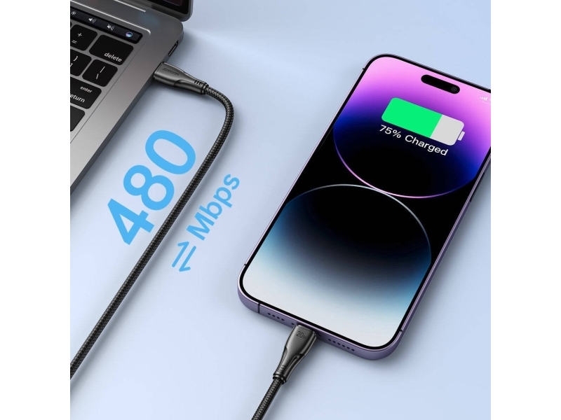 Joyroom USB C - Lightning 20W Surpass sarjan kaapeli nopeaan lataukseen ja tiedonsiirtoon 0,25 m musta (S-CL020A11)