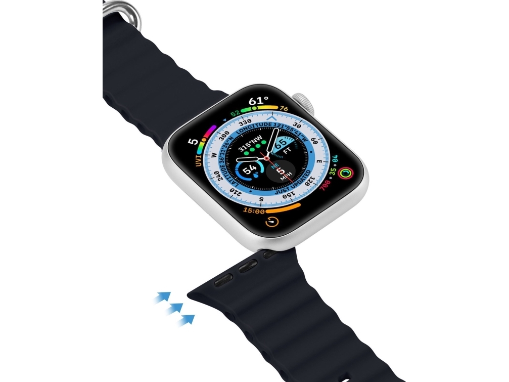 Dux Ducis Apyrankė Apple Watch 9 / 8 / 7 / 6 / 5 / 4 / 3 / 2 / Se (41 / 40 / 38Mm) Silikoninė Pilkos Spalvos (Oceanwave Version)