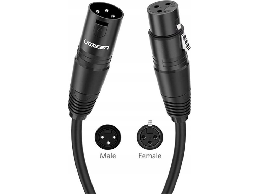 Ugreen XLR till XLR-kabel, 2 m, svart (20710B) | TV, Ljud & Bild - Musikstudio - Kablar & Kontakter | GameStuff