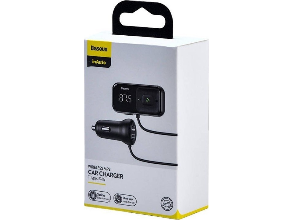 Automobilinis Bluetooth MP3 grotuvas + įkroviklis Baseus T Shaped S-16 Juodas OS | Bilvård & Biltillbehör - Bilens Interiörutrustning - Dashcam / Bilkamera | GameStuff