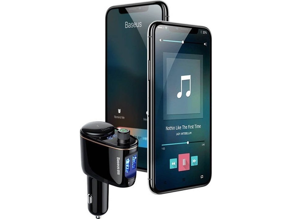 Bluetooth FM Transmitter and Car Charger Baseus S-06, 2 x USB-A, Black CCHC000001