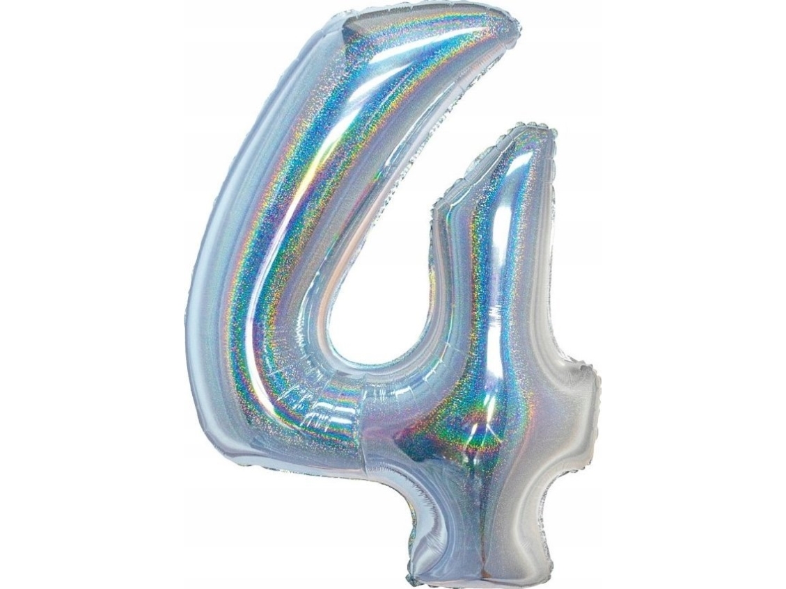 GoDan folieballong B_C Numeral4 holografisk silver CH-BHS4 44765 | Skola & Hobby - Festdekorera - Ballonger | GameStuff