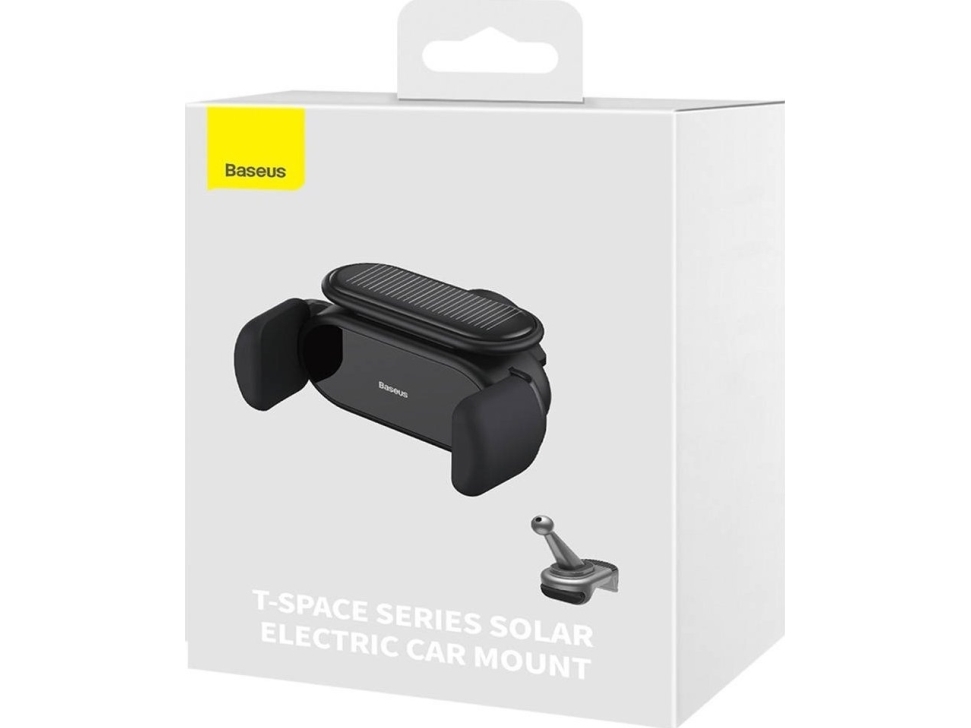 Baseus T-Space elbilholder med solcelleoplader (sort)